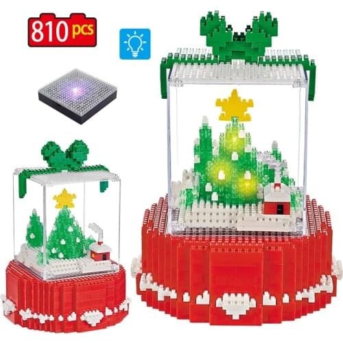 810pcs Christmas Gift Box City Street View LED Snow House Building Blocks Creator DIY Tree Lamp Bricks For Children Gifts