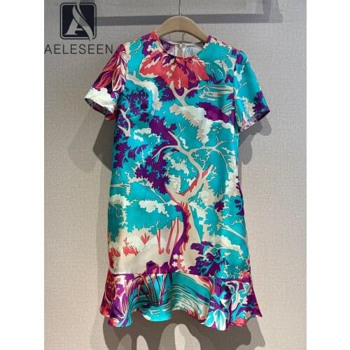 Летние платья из шелка AELESEEN China At AliExpress