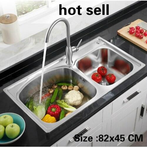 Free shipping Apartment 304 stainless steel standard kitchen double groove sink hot sell 82x45 CM