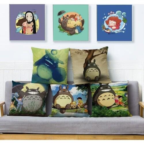 Japanese Anime Cute Totoro Cushion Cover Home Decor Cartoon Pillow Cover Pillows Case for Sofa Car Seat 45*45cm