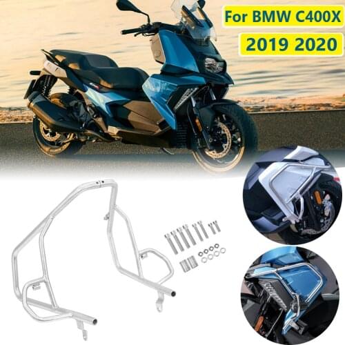 For BMW C400X Silver Engine Highway Crash Bar Bumper Guard FallIing Protection C 400X Motorcycle Accessories Part 2019 2020