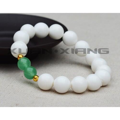 Drop Shipping Women Bracelets 10mm White Round Beads Bracelets Dongling Jades Bangles 2018 Gift for Women Fashion Jewelry