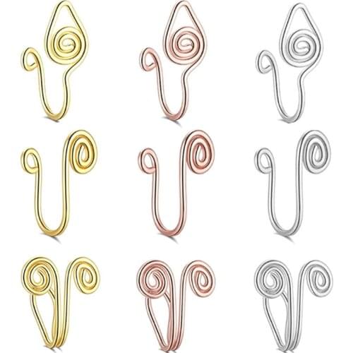 Fake Nose Piercing Ring Nose Cuff Pircing Ring Nez Cooper Helix Pircing Nostril Hook Hoop Clip Cute Body Jewelry Nariz Ring
