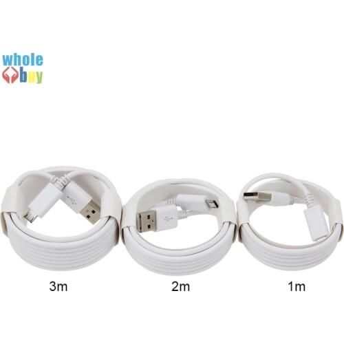 500pcs/lot Micro USB Cable white 1M 2M 3M Fast Charge Data Sync Cable for Android Mobile Phone Samsung Galaxy S4 HTC 10 Sony C3