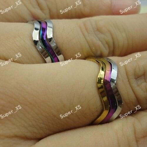 30Pairs Whole Stainless Steel Fashion Unisex 3 in 1 Wave Rings For Women Jewelry Bulk Lots LR356 Free Shipping
