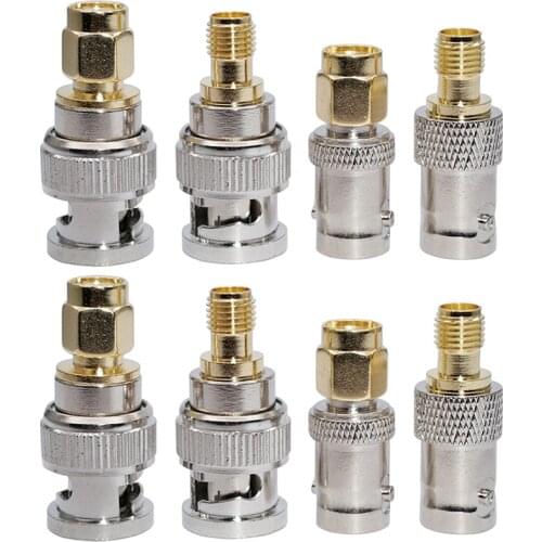 SMA to BNC Kits 2 Set RF Coaxial Adapter Male Female Coax Connector 8 Pieces