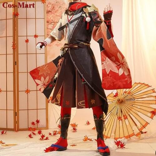 Game Genshin Impact Kaedehara Kazuha Cosplay Costume Handsome Printed Kimono Combat Uniform Activity Party Role Play Clothing
