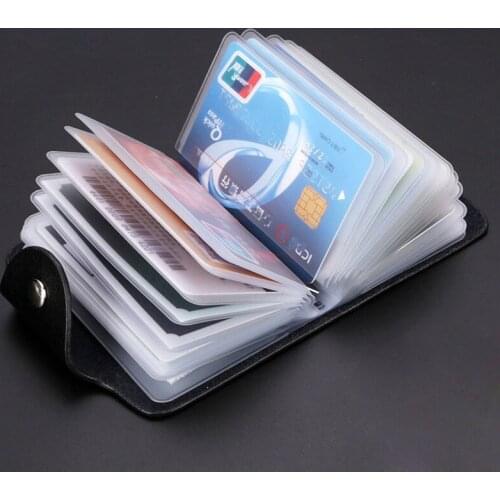 Hasp Leather 24 Slots Bits Business Card Bag Card Case Men Women ID Holders Bank Credit Card Organizer Bags Passport Card Wallet