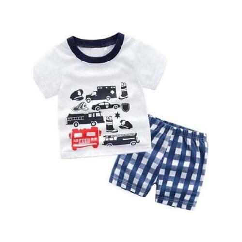 Summer Childrens Pajamas Baby Boy Clothes Cotton Pyjamas Kids T-shirt+Shorts 2pcs Cartoon Pajamas For Girls Boys Sleepwear Sets