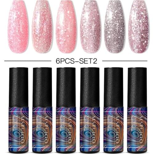 MSRUIOO 2/6PCS Gel Polish Set Nude Glitter Color Series Led Nail Gel Varnish Semi Permanent Nail Varnish UV Gel Nail Polish Set