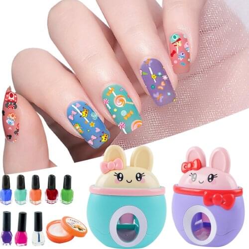 22Pcs/set Makeup Toys Kids Nail Art Kit Cute Pretend Play Toys Set Nail Stamper Set Perfect Gift For Girls Education Toys