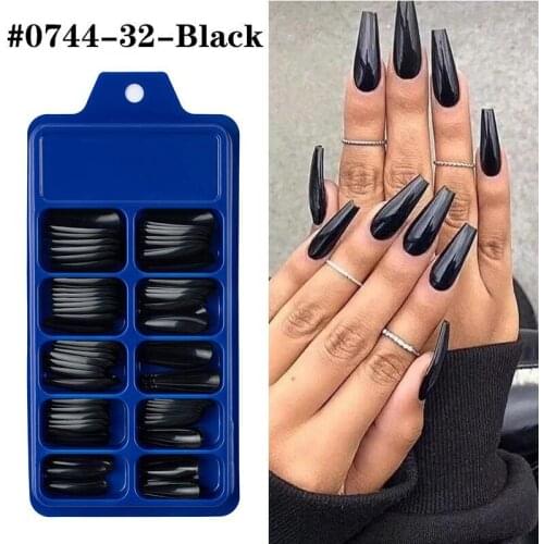 100 Pieces Long Press Fake Nails Full Acrylic Pressed Fake Nail Cover Reusable Full Coverage Nail Tips Manicure Tool CL05