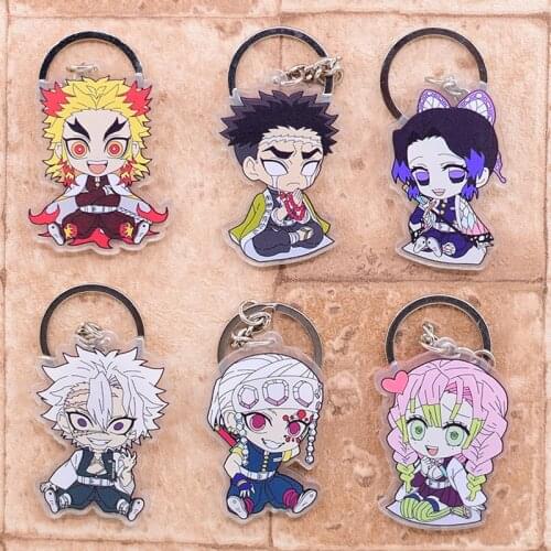 2020 New Demon Slayer Keychain Kimetsu no Yaiba Double Sided Acrylic Key Chain Anime Accessories Cartoon Key Ring Hot Sale