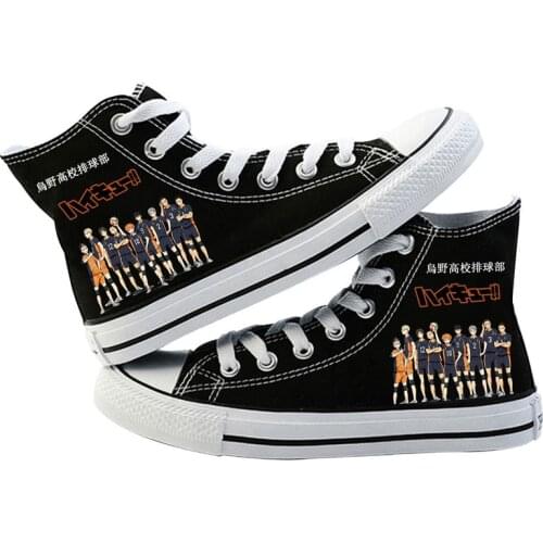 Anime Haikyuu Cosplay Shoes Karasuno High School Shoyo Hinata Breathable Canvas Shoes Boys Girls Fashion Lace up Flat Shoes