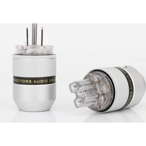 One pair Rhodium Plated US Power Plug IEC Connector Female male Plug HIFI DIY Mains Power