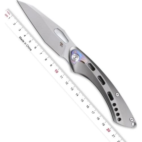 CH MARSHAL Survival Hunting Knives S35VN Blade Flipper TC4 Titanium Handle Folding Pocket Knife for Camping and EDC