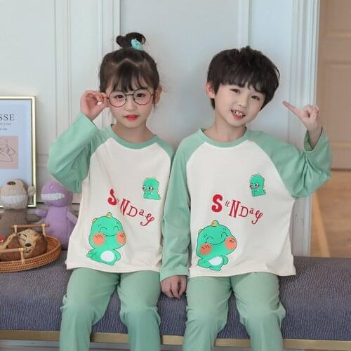 Teens Pajamas Long Sleeve Cotton Pyjamas Kids Home Clothes Sets Cartoon Big Boy Sleepwear Cute Pajama For Girls 6 8 10 12 Years