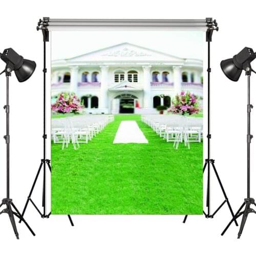 Polyester White Villa Lawn Wedding Party Washable No Crease Background Photography Backdrops Studio Props Photographic Seamless