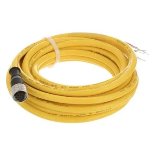 QDE-815D Single Ended Cordset, M12 Female to Pigtail, 5 m, PVC, Straight, QDE Series 70883