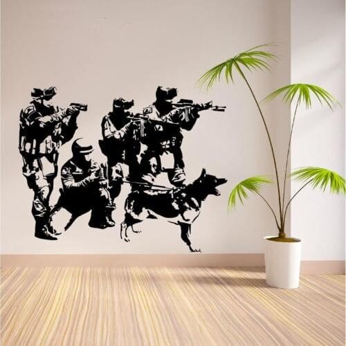 Removable MilitaryTeam Wall Sticker Home Decor Vinyl Decal Living Room Army Solider Home Interioe Wallpaper adesivo D-234