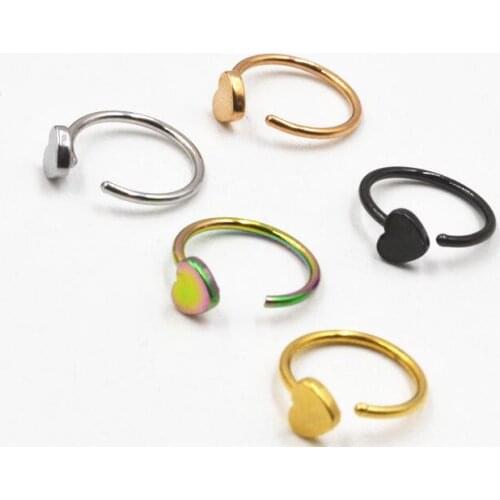 50pcs/lot Free Shipping Seamless Heart Segment Ring Nose Hoop Rings Ear Cartilage Helix Diath Upper Earring NEW