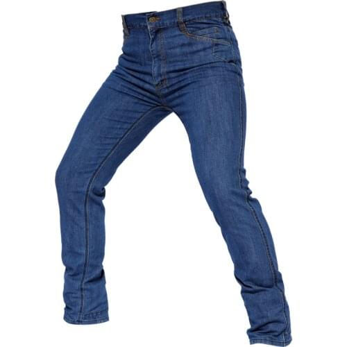 Stretch Outdoor Sports Hunting Climbing Hiking Long Blue Demin Pants Men Training Elastic Tactical Military Combat Slim Trouser