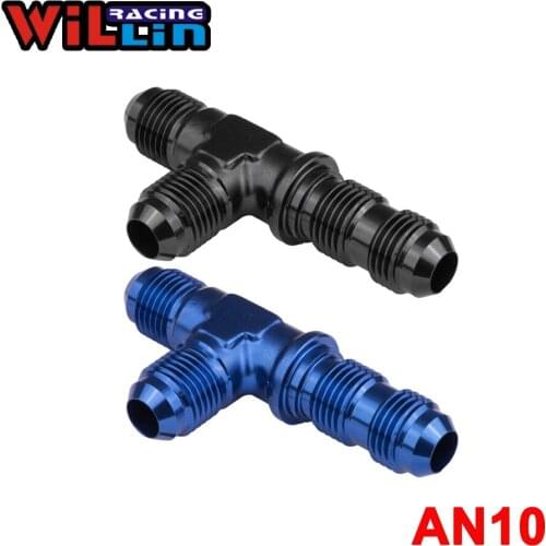 WILLIN - AN10 AN Flare Bulkhead Tee On Run Aluminum Oil Fuel Fitting Adapter Blue/Black WL804-10
