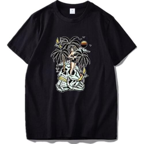 Funny Beauty And Skull Island T Shirt Horror Novelty T-Shirt Cool Fashion Breathable 100% Cotton Hipster Tee Tops