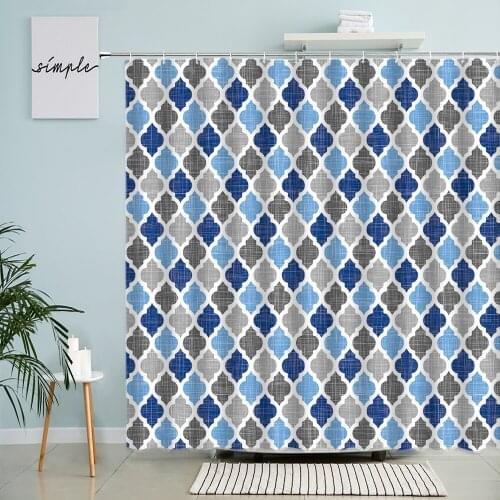 Modern Simple Pattern Shower Curtain Geometric Stripes European Color Bathroom Bathtub Home Decor Waterproof Screen With Hooks