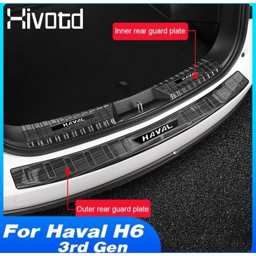 Rear Bumper Protector Trunk Sill Scuff Plate Cover Stainless Steel Guard Interior Modification For Haval H6 HEV 2021 Accessories