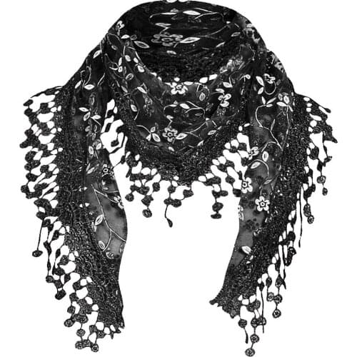Women Lace Sheer Floral Scarf Shawl Wrap Tassel Wrap Printe Solid Color Shawls Headband Scarf Outdoor Scarve Accessory 2021