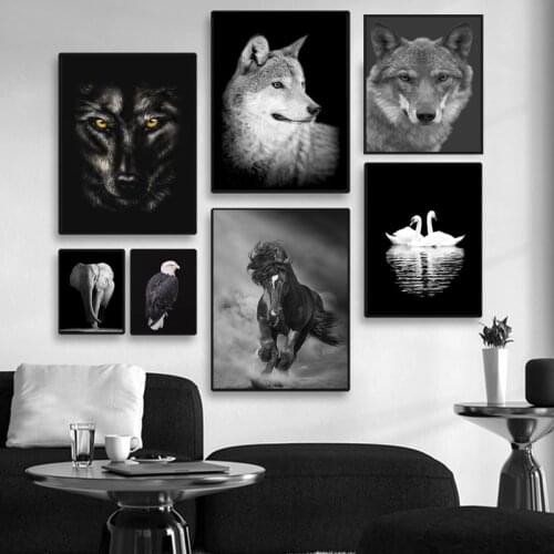 Animal Prints Living Room Decoration Canvas Lion Elephant Horse Bird Poster Painting Wall Artist Home Decoration Wall Picture
