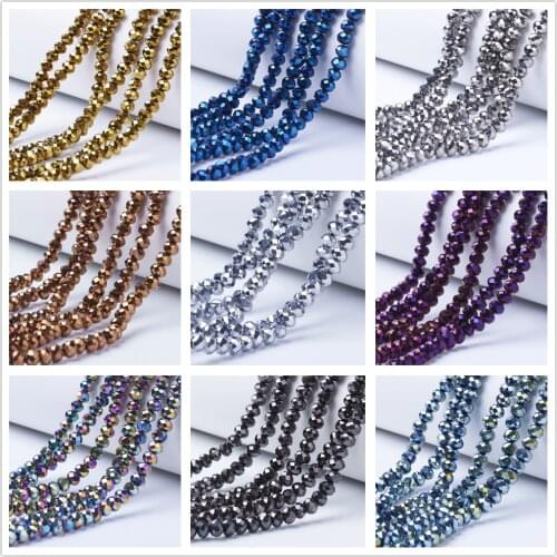 10 Strand Electroplate Faceted Transparent Glass Beads 3/3.5/4/6/8mm For Jewelry making DIY Bracelet Necklace Accessorie Finding