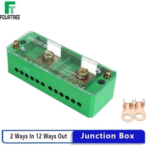 2 In 12 Out High Power Junction Box Quick Connect 220V Single Phase Household Zero-fire Shunt Terminal Block Box Metering Case