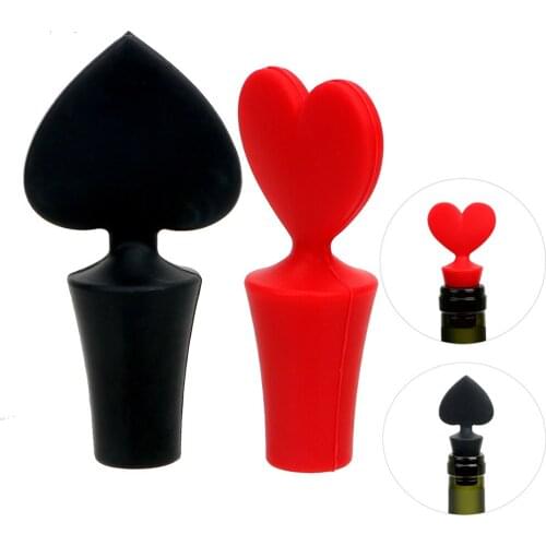 2020 Creative Silicone Poker Shaped Wine Stoppers Leak Free Wine Beer Bottle Cork Stopper Plug Wine Bottle Sealer Cap Bar Tools
