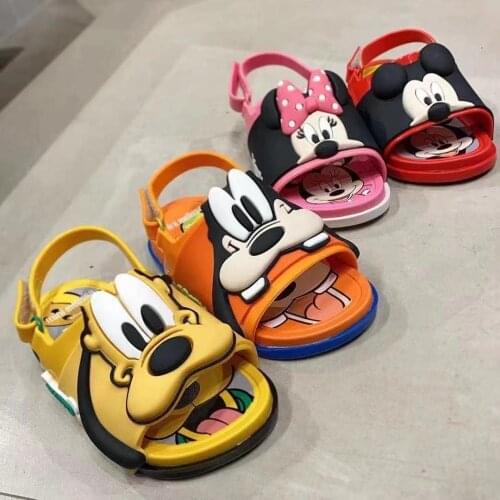 2021 Melissa Summer Disney Childrens Sandals and Slippers Boys Cartoon Goofy Mickey Donald Duck Girls Jelly Beach Shoes