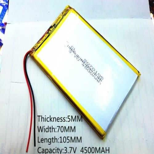 3.7V,4500mAH (polymer lithium ion battery) Li-ion battery for tablet pc 7 inch 8 inch 9inch 5070105 Free Shipping