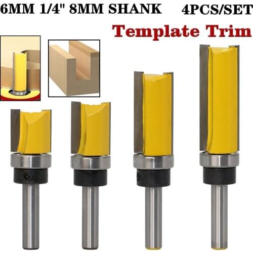 4pcs/set 8mm Shank Milling Cutter Wood Router Bit Set Carbide Mill Cutter Woodworking Trimming Engraving Carving Cutting Tools
