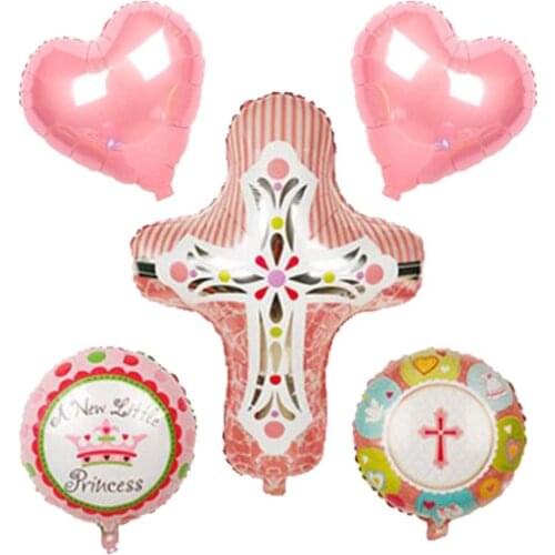 5 PCS Cross Balloon Cross Christening Communion Baptism Birthday Decor Party Accessories Home Decoration