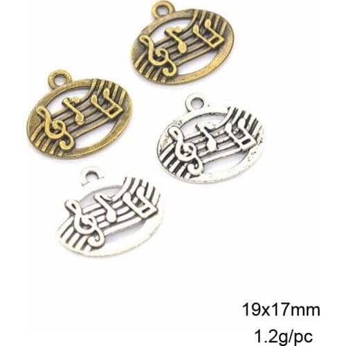 50pcs 19x17mm Tibetan Silver/Antique bronze Plated Muscial Note Charms Pendants For Bracelet Necklace Jewelry Making