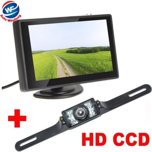 7LED Car Rearview Camera+4.3" TFT LCD Car Monitor Auto Parking Assistance System ccd 170 degree wide Angle car backup camera