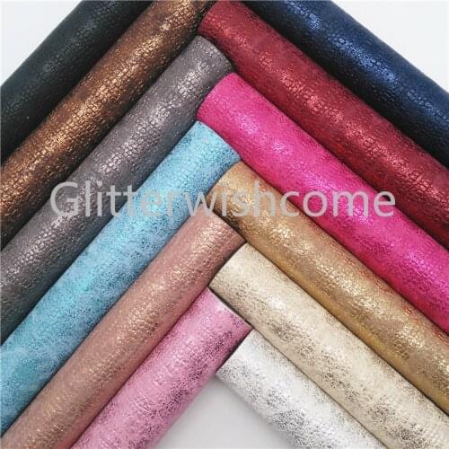 Glitterwishcome 21X29CM A4 Size Metallic Snake Faux Leather Fabric, Synthetic Leather Fabric Sheets, PU leather for Bows, GM493A