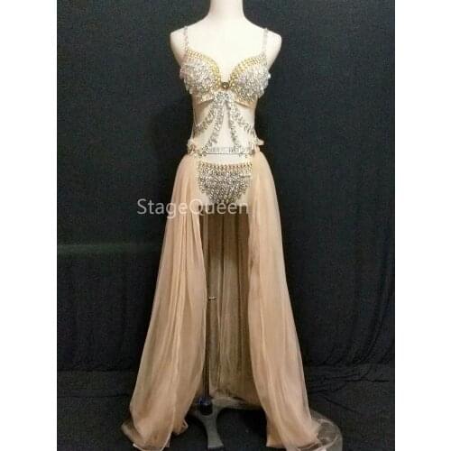 Sparkly Colorful Rhinestones Bra Short Long Tail Sexy Bikini Outfit Set Nightclub Singer Dance Outfit Womens Birthday Clothes