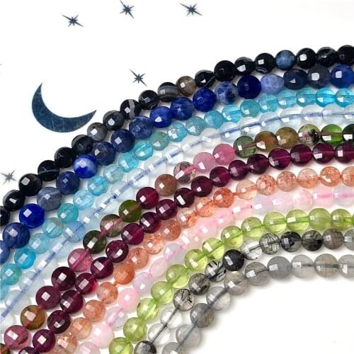 Wholesale Natural Stone Coin Beads 4/6/8mm Faceted Tiny Crystal BOHOEVER DIY Gem Beads For Jewelry Making Bracelet Free Shipping