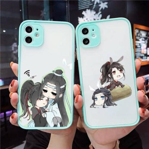 Mo Dao Zu Shi Phone Case For iPhone 12 11 Mini Pro XR XS Max 7 8 Plus X Matte transparent blue Back Cover