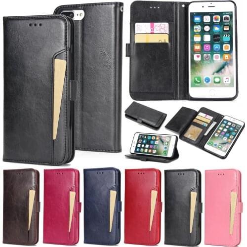 Multi Card Slot Leather Case for iPhone 12 Mini 11 Pro Max SE 2020 X XS XR 6S 7 8 Plus Cover Crazy Horse Pattern Flip Phone Capa