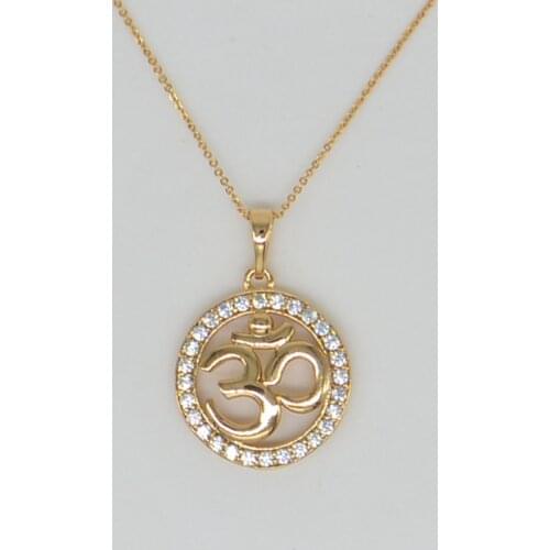 Zircon AUM OM Ohm Hindu Buddhist Hinduism Yoga India Pendant Necklace Amulet Lucky Gift Tribal Fashion Jewelry