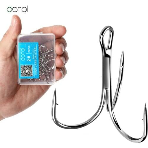 DONQL 20pcs/Box High Carbon Steel Fishing Hooks Treble Hook for Carp Sea Fishing Overturned sharping Fishooks Fish Tool