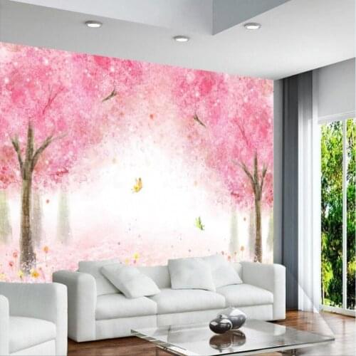 Photo wallpaper Dream romantic Sakura forest living room wallpaper bedroom decorative backdrop wallpaper mural