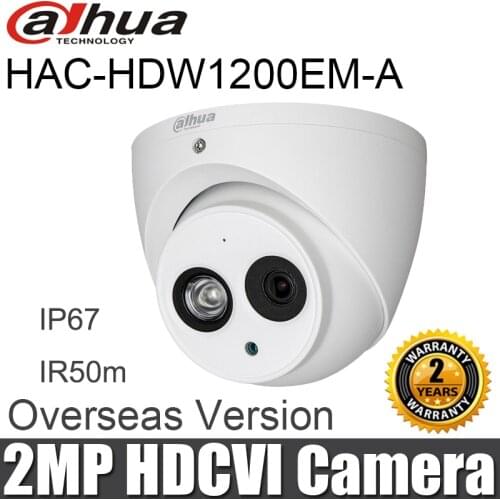 Original HAC-HDW1200EM-A Dome Camera 2MP HDCVI IR Eyeball built in mic IP67 Smart IR hac-hdw1200em-a 1080P CVI camera